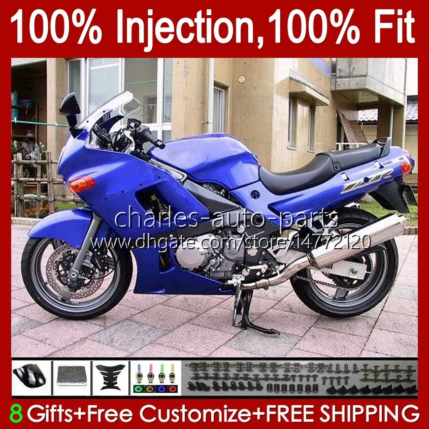 Injectieverbarstingen voor Kawasaki Ninja ZZR-400 ZZR-600 ZZR400 93 94 95 96 97 98 99 00 84HC.11 ZZR600 ZZR 600 400 BLAUW VOORRAAD NIEUW 2001 2002 2003 2004 2005 2006 2007 OEM-kit