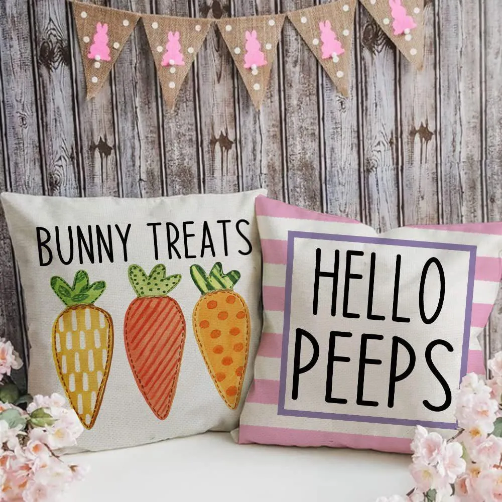 Easter Pillow Case Covers Truck Hello Peeps Hip Hop Throw Pillows Spring Easter Farmhouse Decor 16x16inch HH22-21