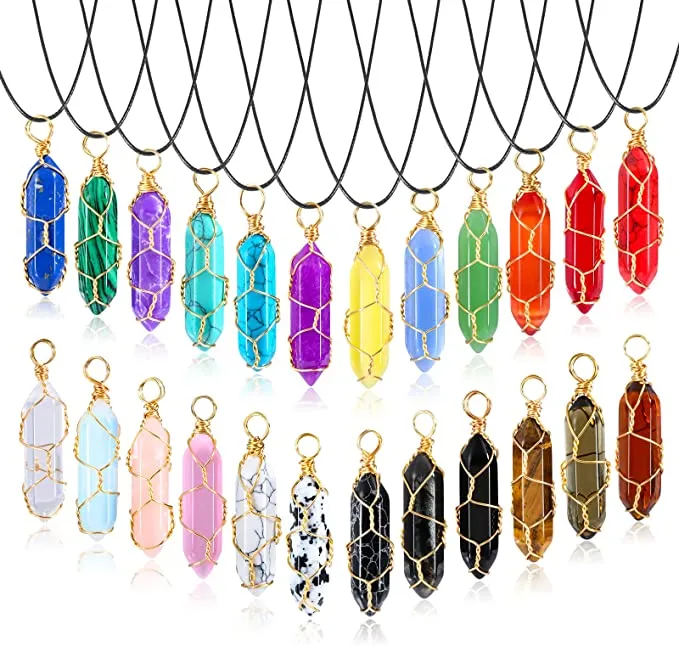 10PCS Hot Sale Hexagonal Column Quartz Pendants Bullet Crystal Necklace  Jewelry | eBay