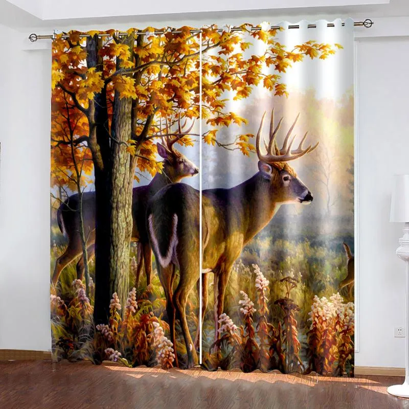 Po Blackout Window Drapes Luxury 3d Gardiner för vardagsrum säng kontor el hem skog djur gardin