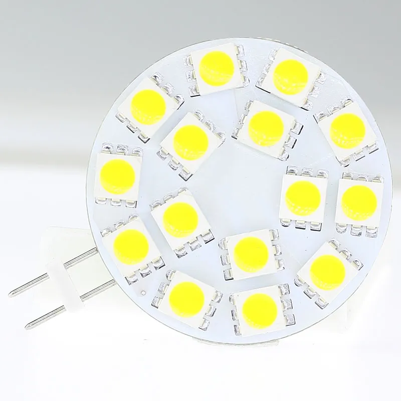 G4 전구 라운드 보드 SMD 15LED 5050SMD 와이드 볼트 12VDC 12VAC 24VDC 24VAC 백 핀 화이트 따뜻한 화이트