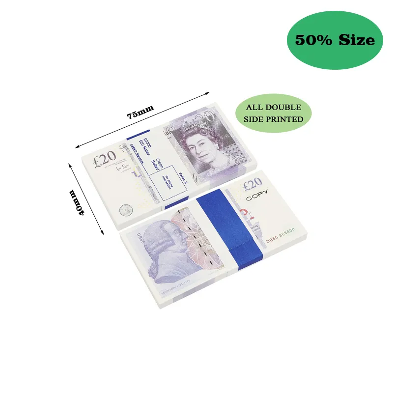 Partihandel Pound 50 UK Copy 100pcs Pack Nightclub Movie Paper Prop Fake Sedel For Money Collection Bar ISXUI