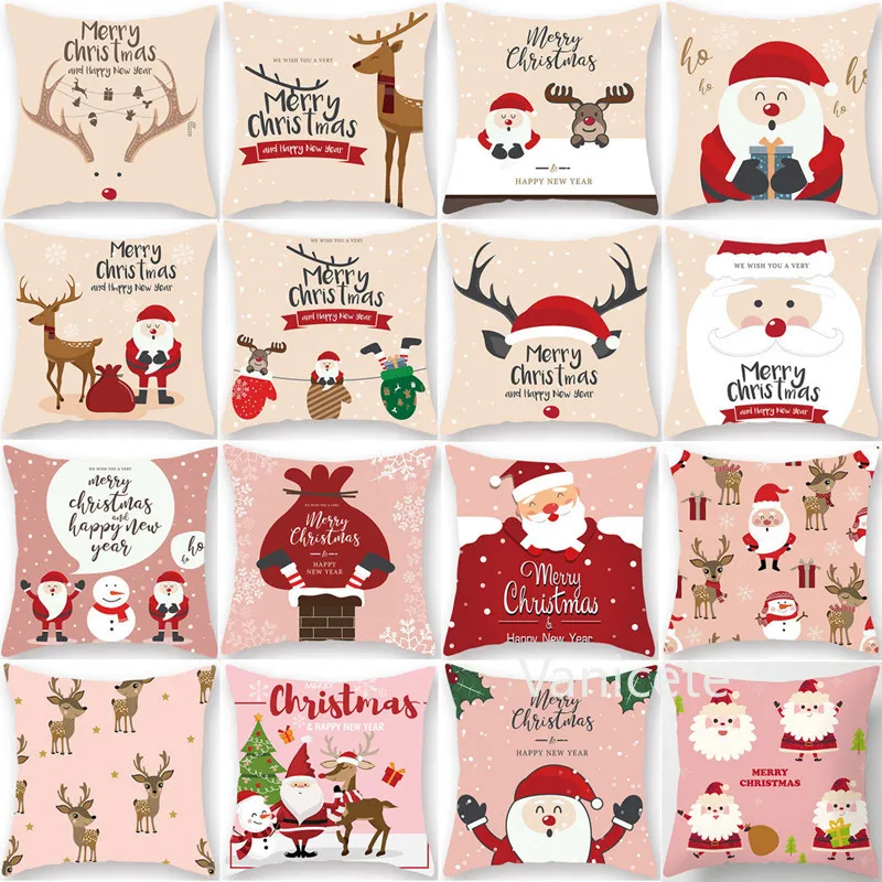 Feliz Navidad Funda de cojín Santa Claus Elk Decoración navideña Juego de almohadas para el hogar Adornos navideños Natal Navidad Año nuevo T9I001458