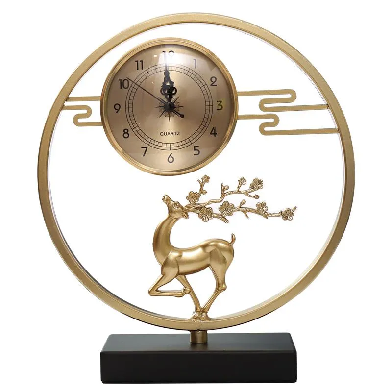 Desk & Table Clocks Chinese Style Clock Creative Metal Silent Luxury Art Digital Retro Living Room Reloj De Mesa Home Decor 50