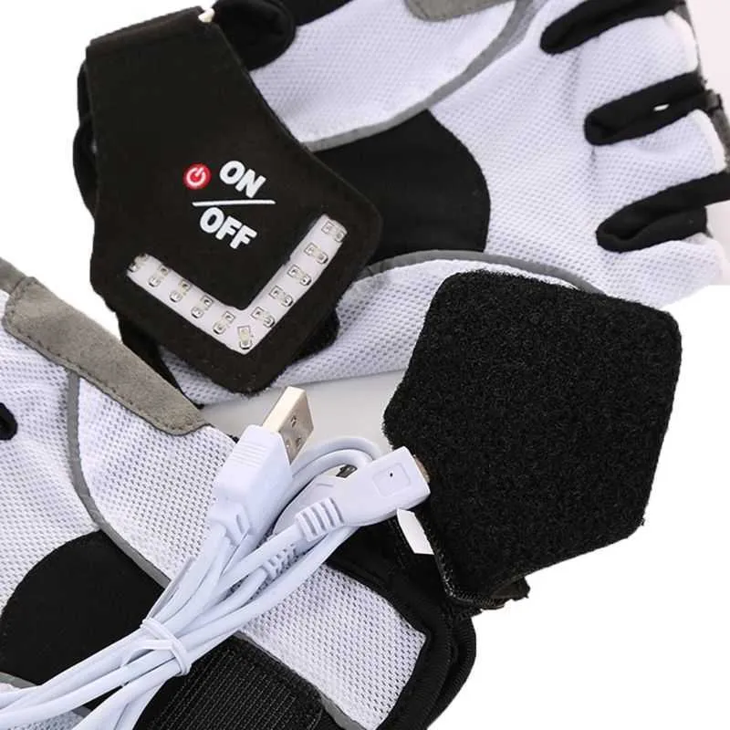 Rechargeable LED Half Finger Riding Gloves With Automatic Induction