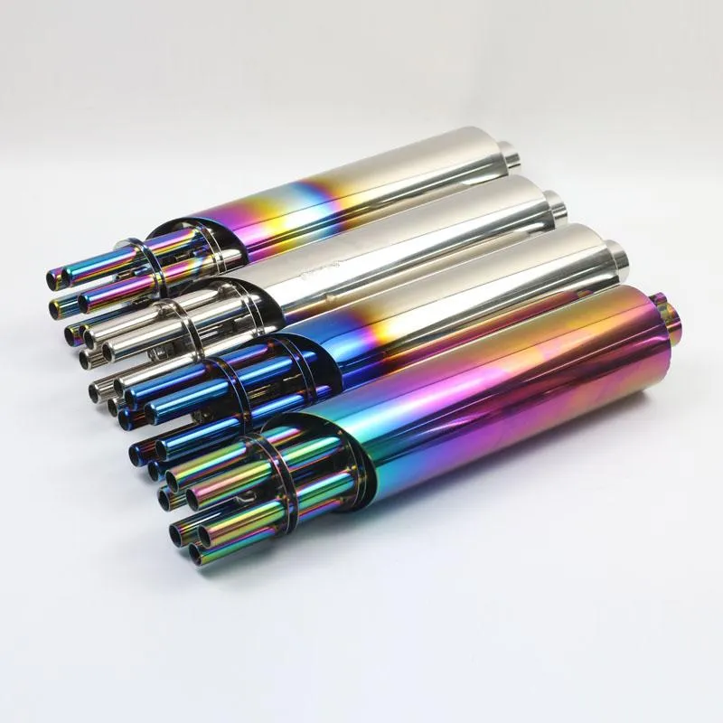 32.5MM Inlet Motorcycle Exhaust Pipe Stainless Steel Gatling Gun Style Motorbike Scooter End Muffler AK102 System