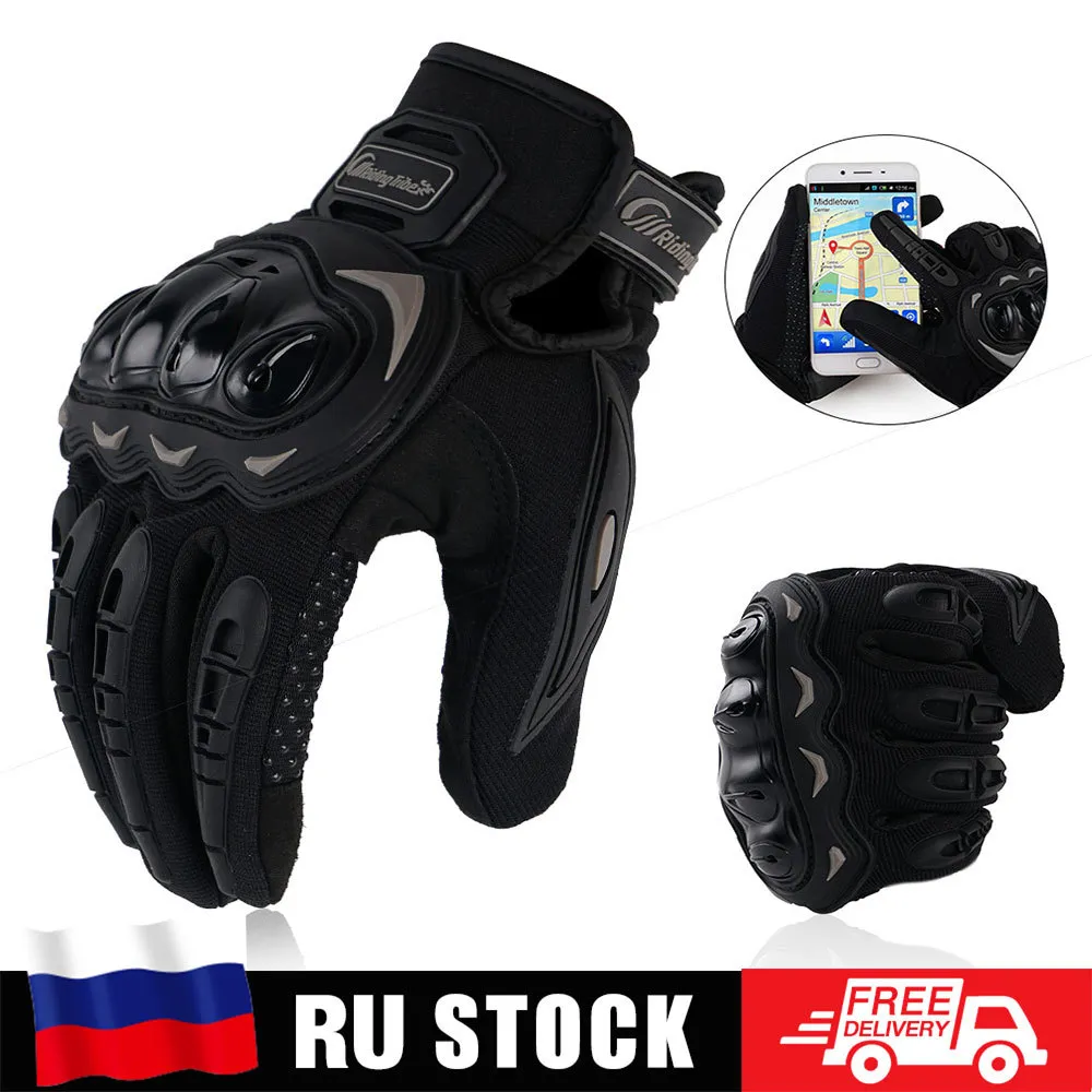 Guante de motocicleta Moto PVC pantalla táctil transpirable Moto de carreras montar bicicleta guantes protectores de verano