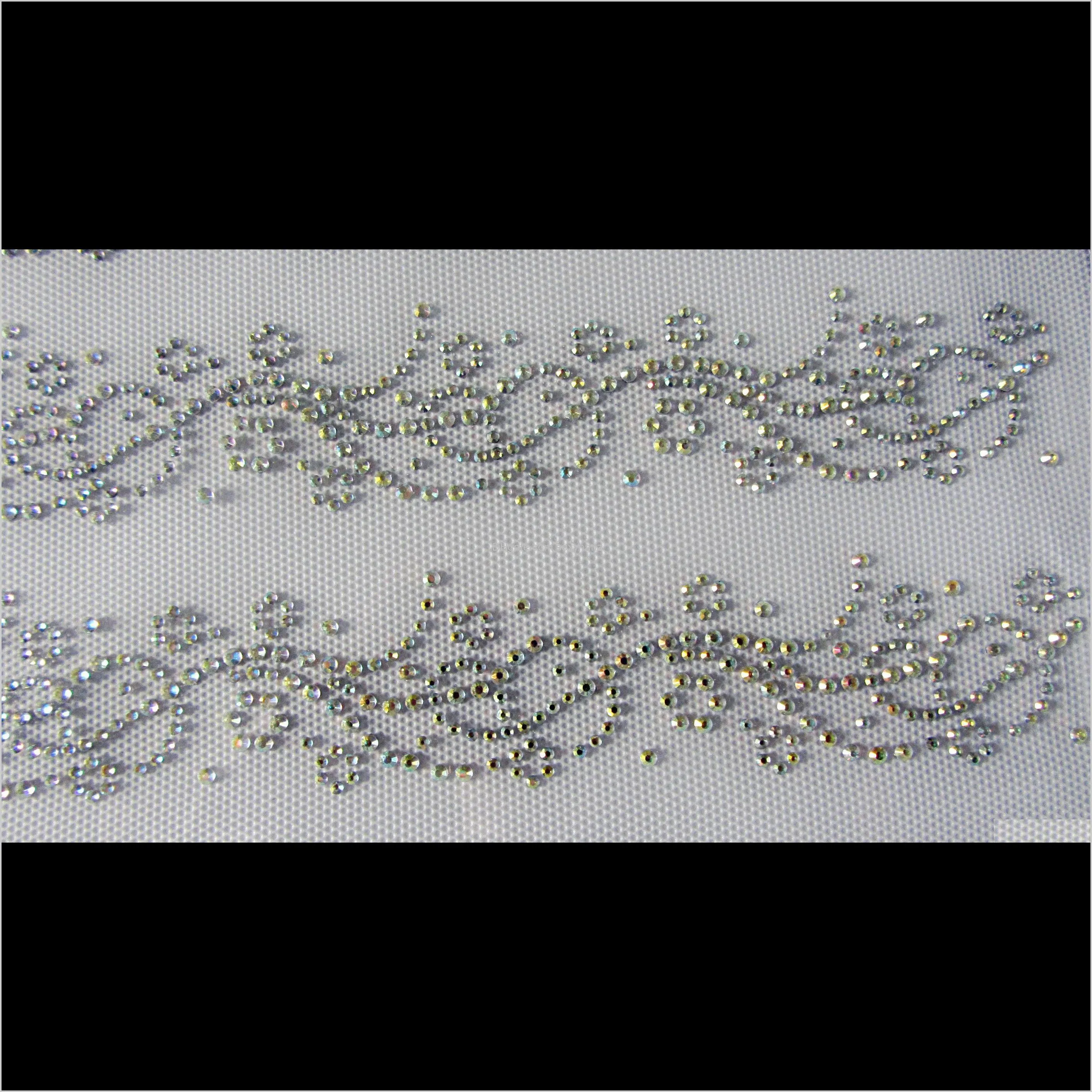 30pcs/lot hotfix rhinestone iron on heat transfers sticker lace motif applique for sleeves