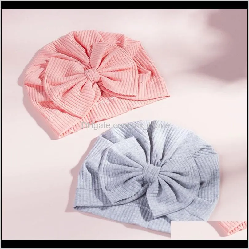 new arrival newborn baby bows turban kids beanie hat infant photography props warm cotton bowknots cap headwear