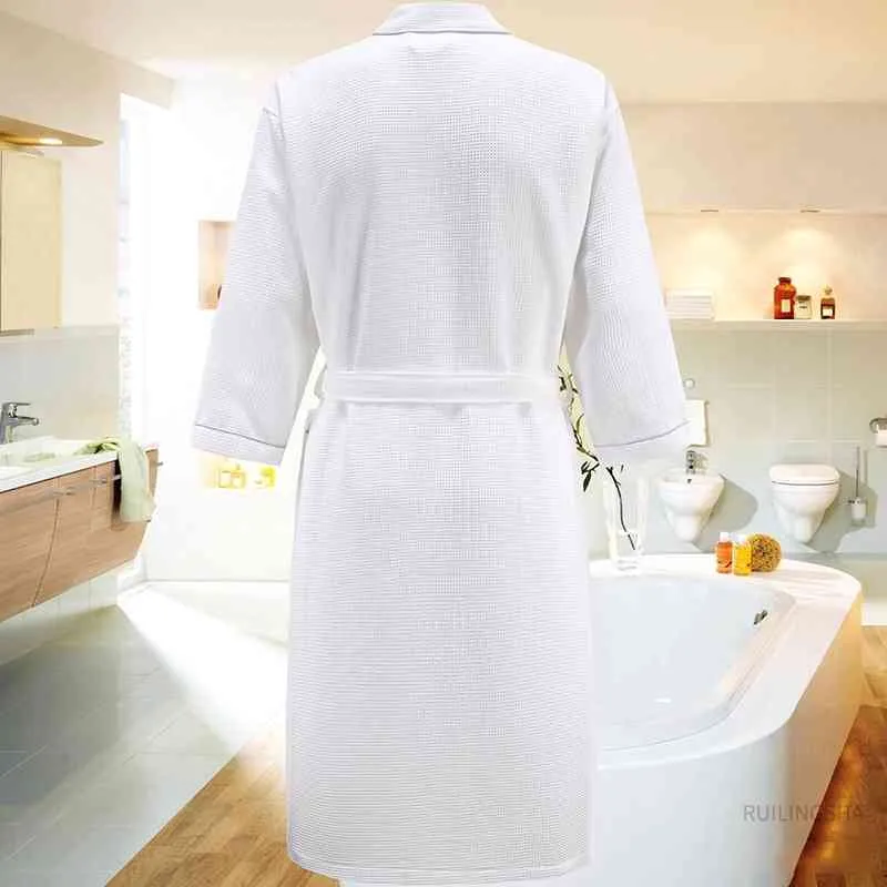 5 estrelas el 100% algodão homens quimono roupão de banho plus tamanho toalha banho robe homens waffle vestes para mulheres longo vestido vestido sleepwear CX200813