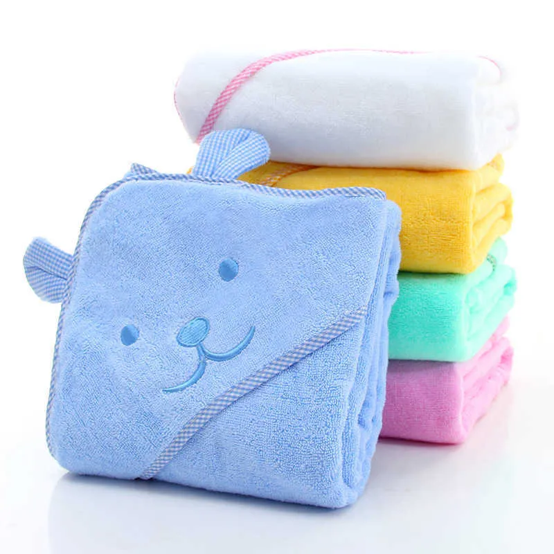 Baby Towel born Bath Comfortable Soft Hooded Bathrobe Cute Animal Beach Cotton kids Babies Blanket 210728