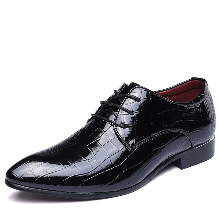 Fashion Men Dress Leather Shoes Snake Skin Prints Classic Style Blue Black Lace Up Pointed Mens Oxford Formal Shoe