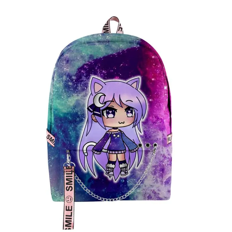 Mochila Gacha Life para meninos e meninas, Cartoon Anime Schoolbag