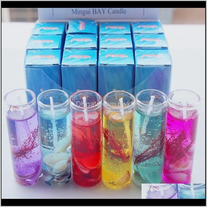 high quality aromatherapy smokeless candles ocean shells jelly  oil wedding candles romantic scented candles color random