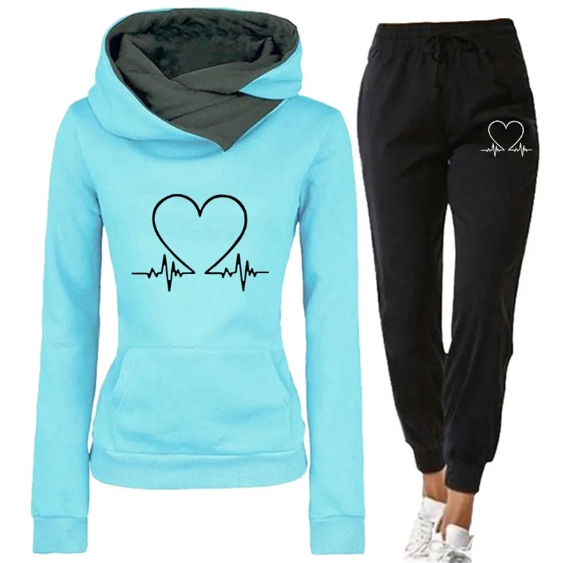 Vrouw trainingspak twee stuk set winter warme hoodies + broek truien sweatshirts vrouwelijke jogging vrouw kleding sport pak outfits 211116