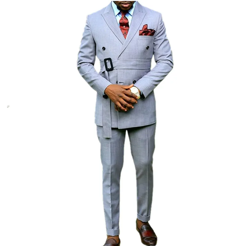 Przystojny dwubłodzony drużbowy szczyt Lapel Groom Tuxedos Men Suits Wedding Prom Man Man Blazerjacket Pants T356232V
