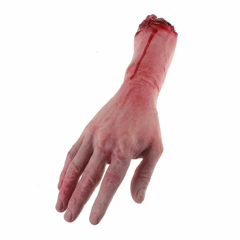 Christmas Decorations Bloody Horror Scary Halloween Prop Fake Severed Life Size Arm Hand House 22-23Cm