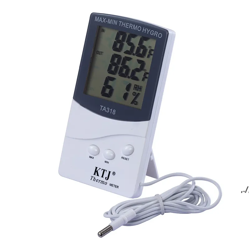 KTJ Ta318 Wysokiej Jakości Cyfrowy LCD Kryty / Outdoor Termometr Higrometr Temperatura Thermo Higro Miernik Mini PAD11386