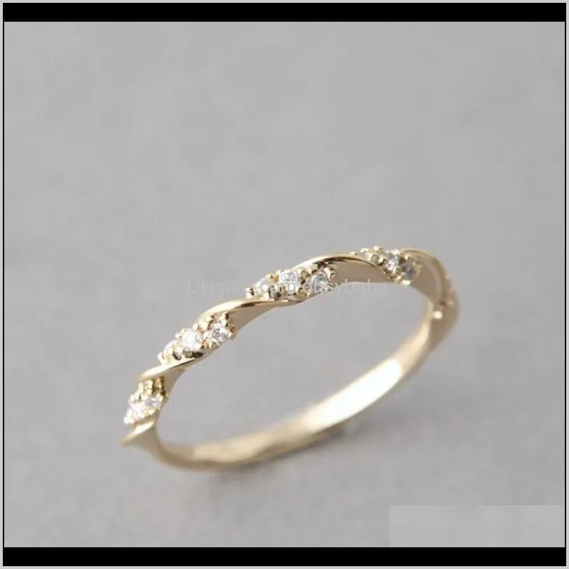 european and american fashion simple set diamond twist ring for women