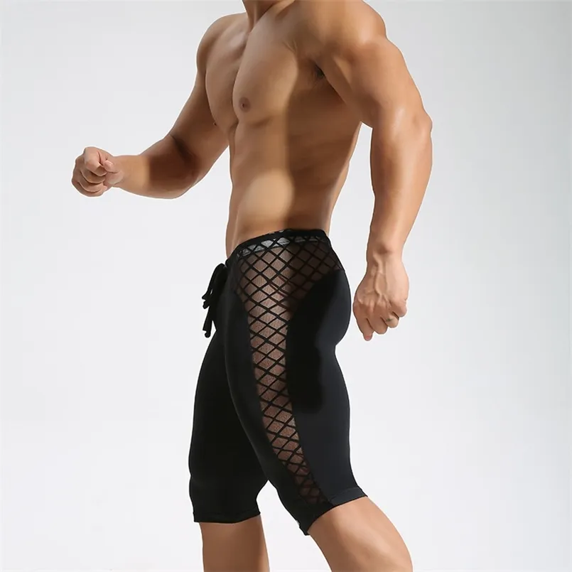 Pantaloncini patchwork in rete fitness da uomo, pantaloni corti ad asciugatura rapida da uomo, leggings da uomo, pantaloncini da uomo 210716