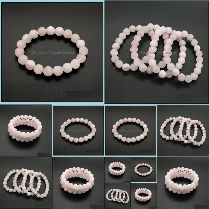 10mm Matte Rose Quartz Bracelet,Gemstone Bracelet,Rose Quartz Round Beads,Elastic Bracelet,Good Luck Bracelet