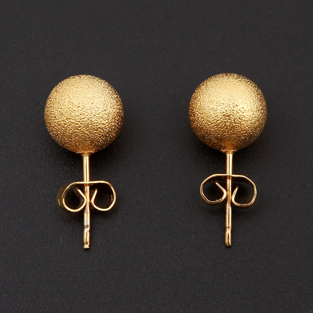 Femmes 18 K mode naturel clou bijoux or fin G/F boucle d'oreille mariage éthiopien rond boucles d'oreilles sablage pour bébé filles