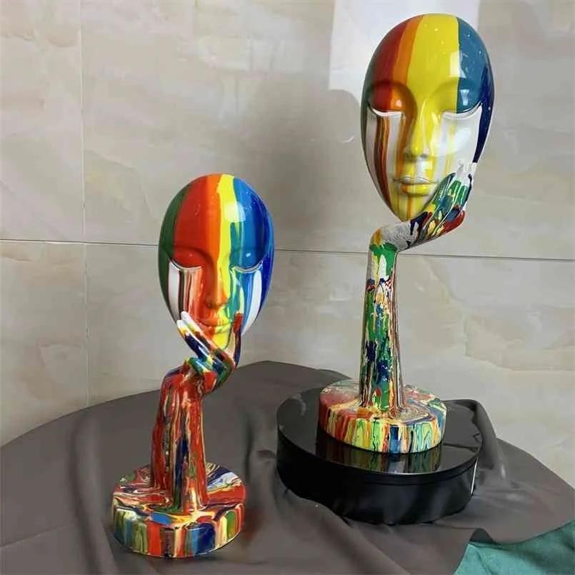 Modern Creative Painted Colorful Abstract mask Decoration Home Wine Cabinet Office Desktop Crafts 210924