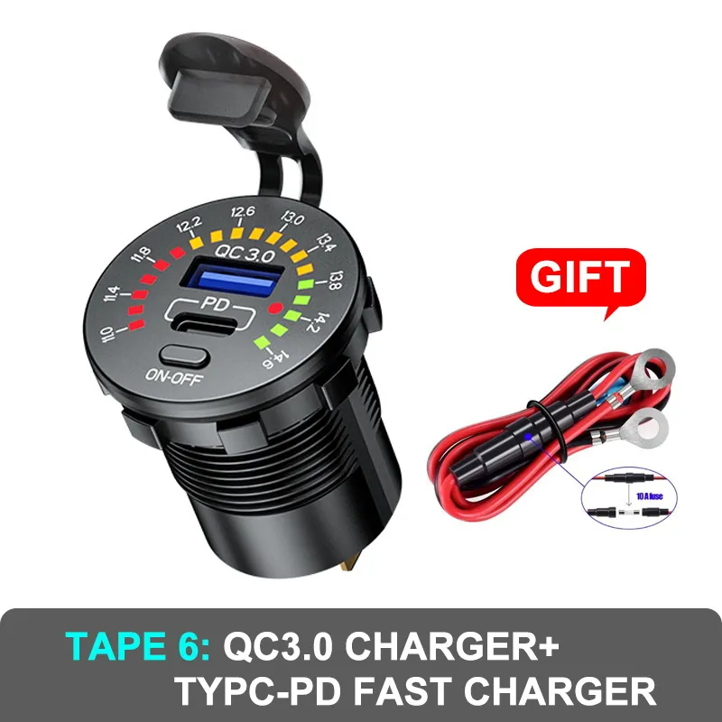 Dual USB QC 3.0 Fast Phone with Voltage Display Voltmeter for 12-24V Boat Motorcycle Car Charger Socket