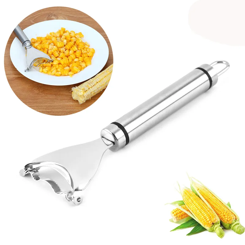 Entrée en acier inoxydable Stripper Stripper fruit Outils de légumes Cob Peeler Télestine Cuisine Gadget Cutter Slicer Poignée ergonomique KDJK2104