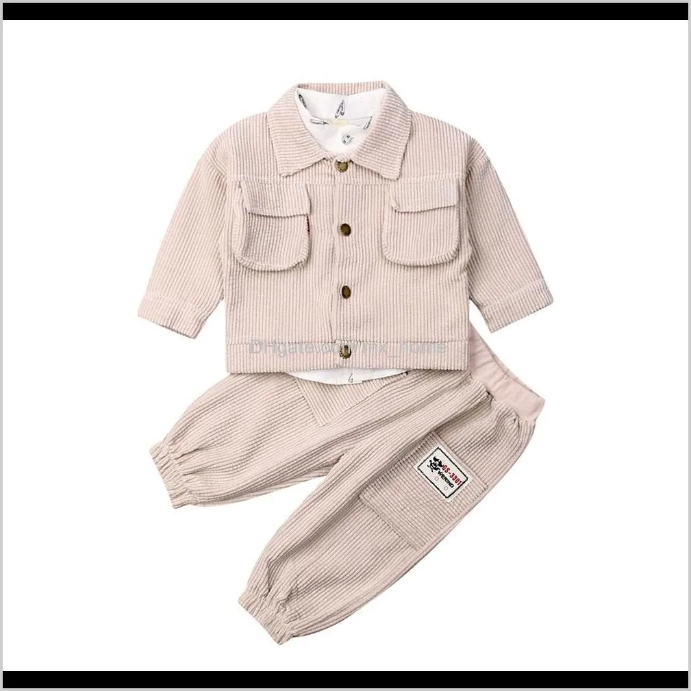 toddler kids baby boys girls jacket coat + shirt +pants 3pcs outfit clothes set