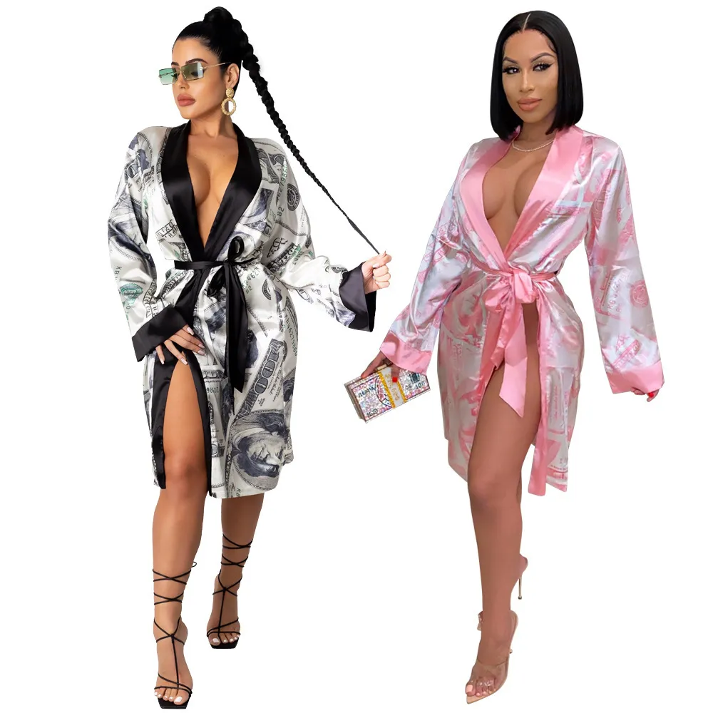 Sleepwear Robe Bathrobe Sexy Pijamas Pijama Pijama Mulheres Roupa Resada 2022 Dólares Nightgown Cardigan Cardigan Cardigan