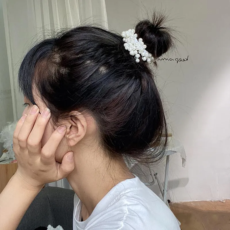 ヘアクリップバレット女性弾性パールヘッドバンドレディースアクセサリーオーガナイザー