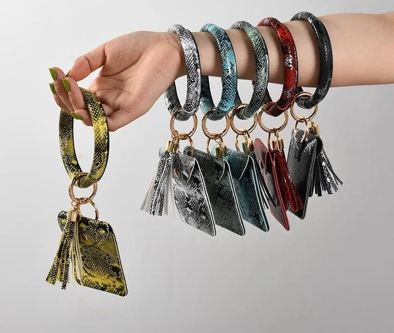 PU Card Bag Plånbok Party Favor Armband Keychain Pendant Läder Tassel Kredithållare Bangle Wristlet Nyring Tillbehör