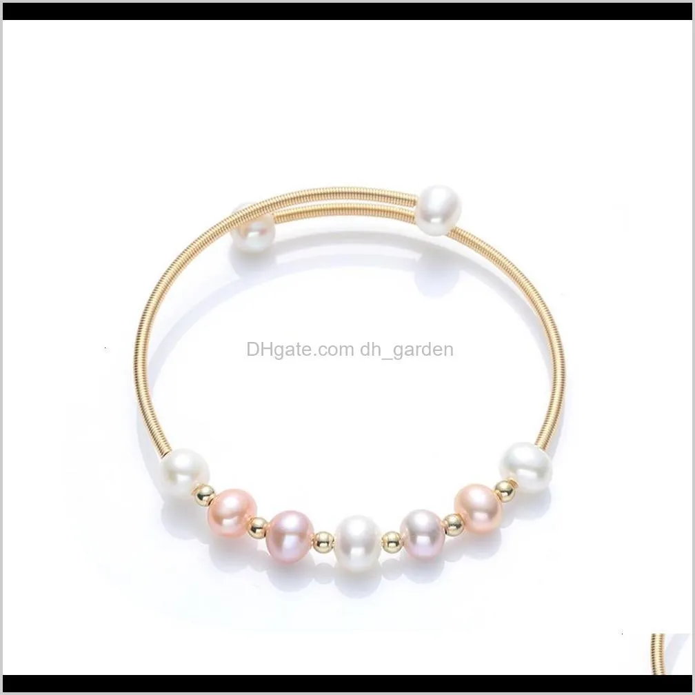 new natural freshwater 14k gold women`s straight row pearl bracelet