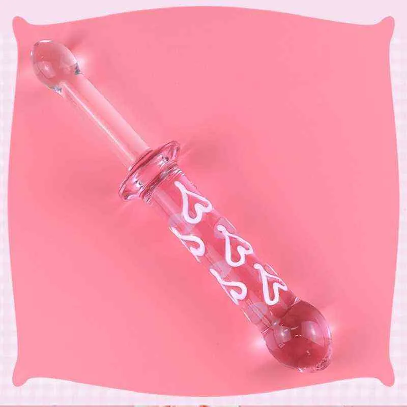 Dildos Rosa Herz Glas Analdildo Sexspielzeug Butt Plug Penis für Frau Männer Kristall Massagegerät Homosexuell Erwachsene Produkt Masturbation 1120