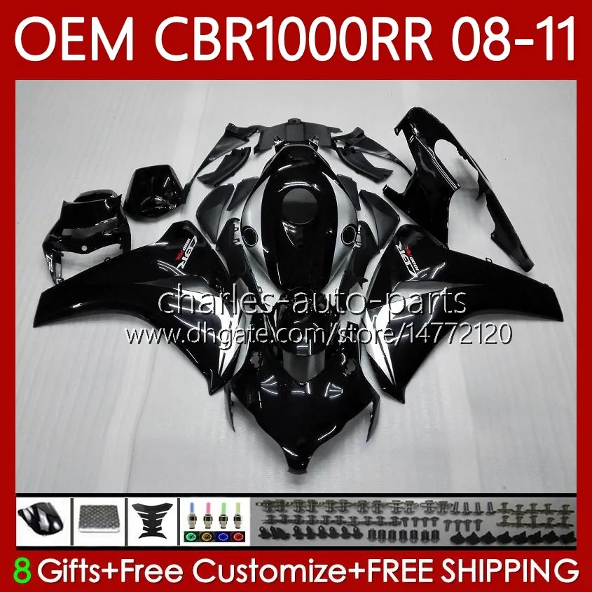 Injektionsform för Honda Body CBR1000 CBR 1000 RR CC 08-11 Bodywork 60No.21 CBR 1000RR 1000CC CBR1000RR 08 09 10 11 CBR-1000 2008 2009 2010 OEM FAIRING Glansig svart