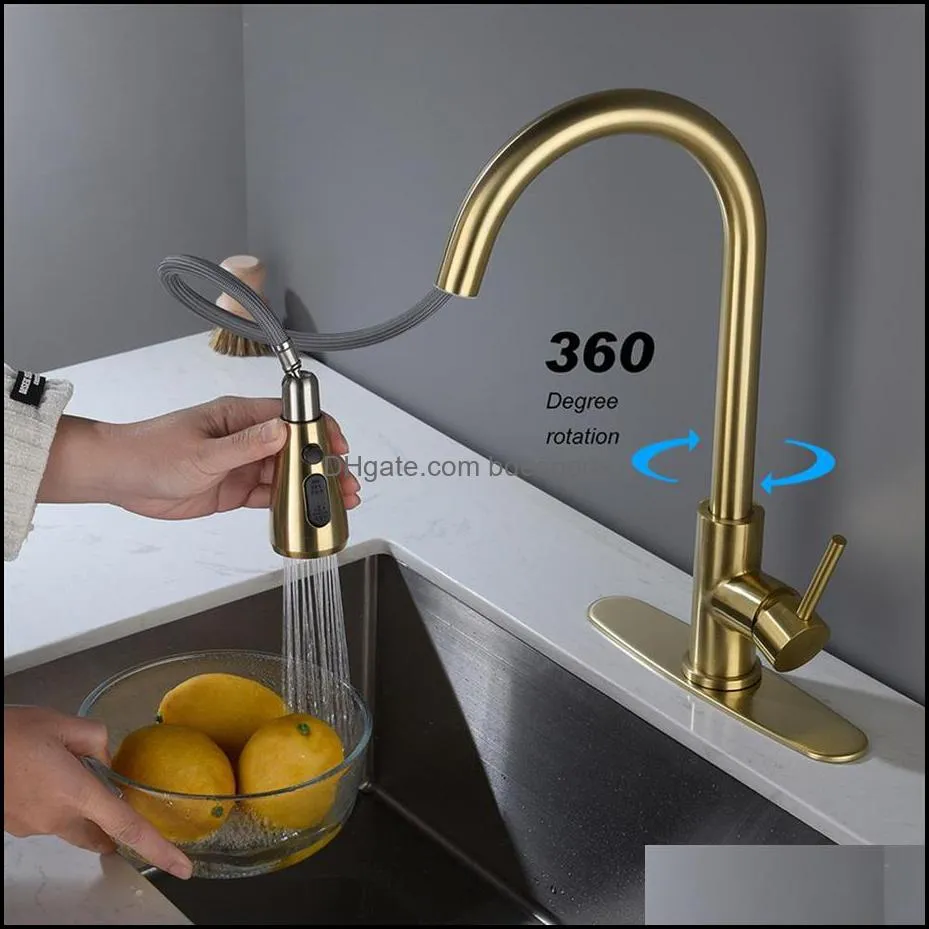 US STOCK Kitchen Faucet with Pull Out Spraye Gold a51 a24