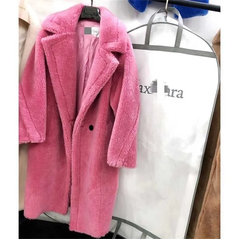 Inverno Lana intera misto lana oversize Cappotto Teddy Bear Cappotto lungo tosatura delle pecore Cappotto donna stile femminile Giacca in pelliccia 211122