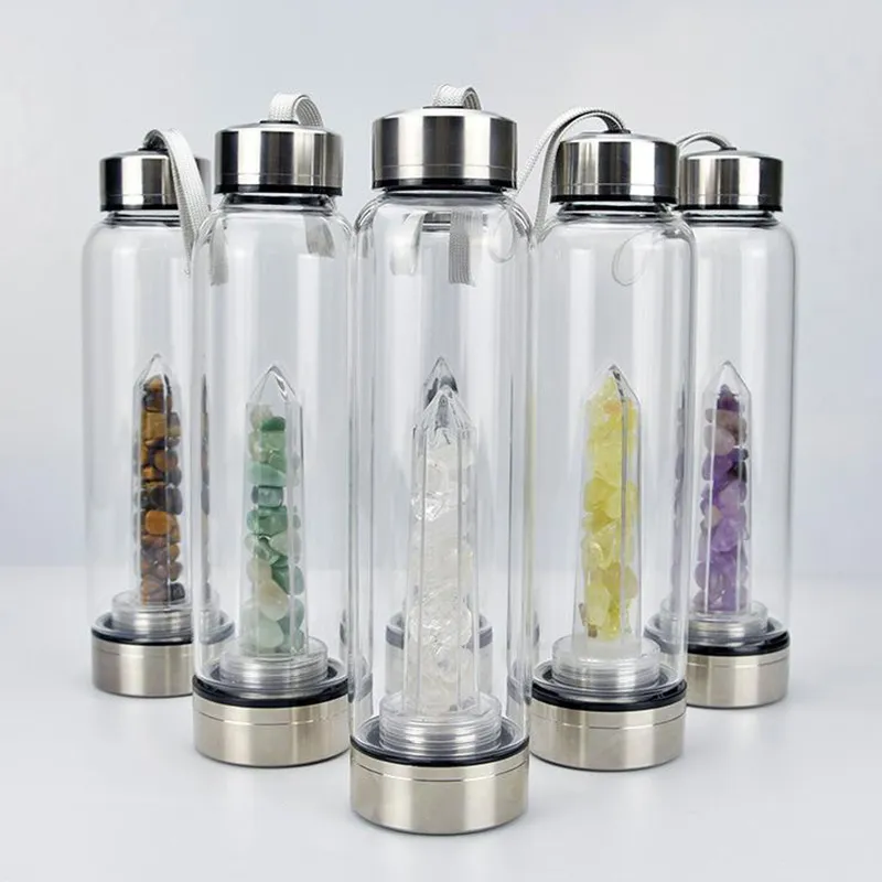 Tumblers Natürliche Quarz Edelstein Glas Wasserflasche Tassen Direkte Trinkbecher Kristallbecher 8 Stile Freies Schiff