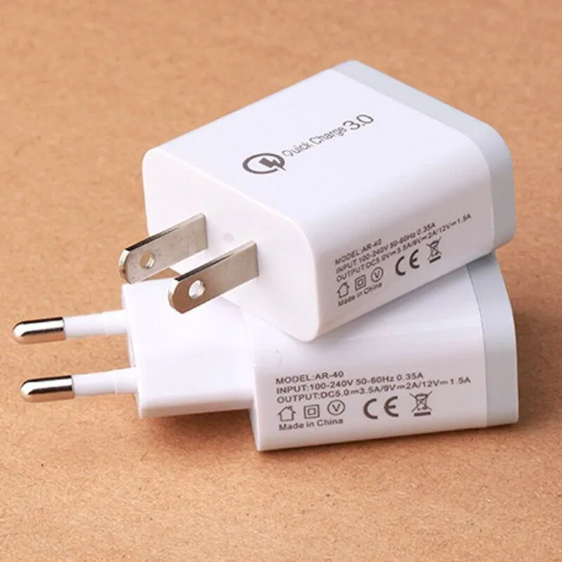 Snelle lading 3.0 USB-oplader QC3.0 Fast Charging EU US Plug Adapter Wall Mobiele telefoon voor Samsung Xiaomi Huawei