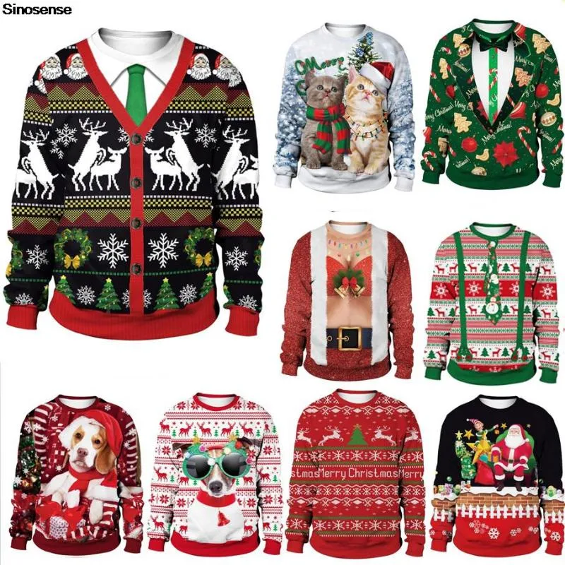 Men s Sweaters 3D Funny Humping Reindeer Ugly Christmas Jumpers Tops Men Women Climax Tree Snowflake Santa Xmas Sweatshirt