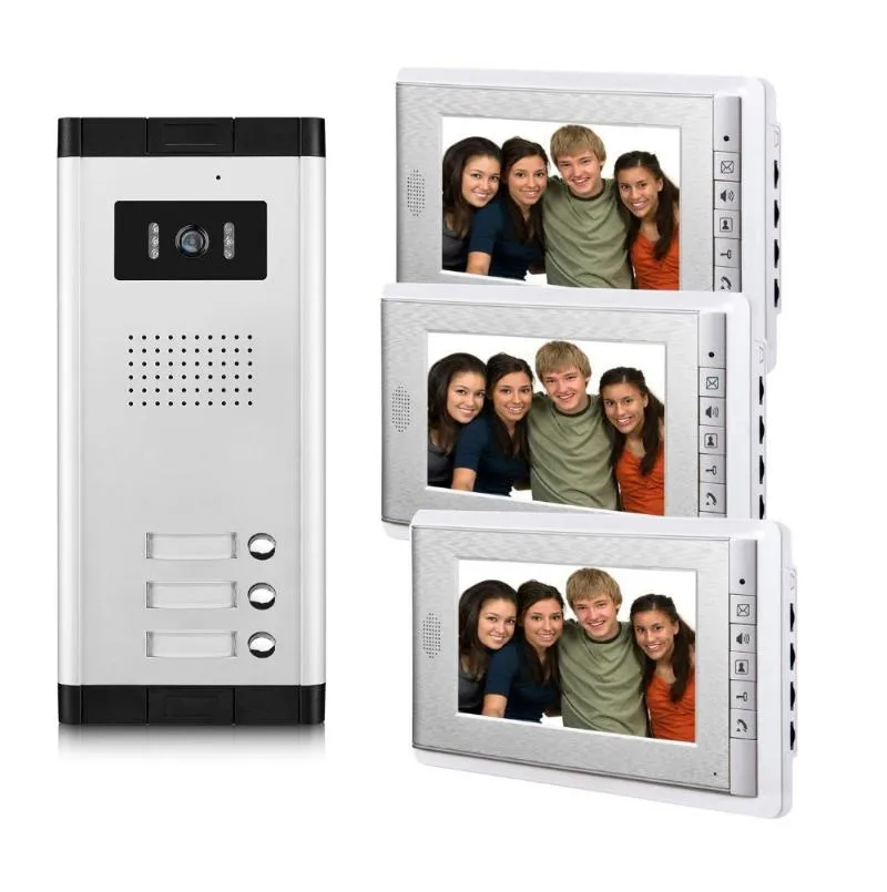 2/3/4 Units Apartment Video Door Phone Intercom System Doorbell Kit For 2-4 Apartments House 1 Camera Monitor Phones