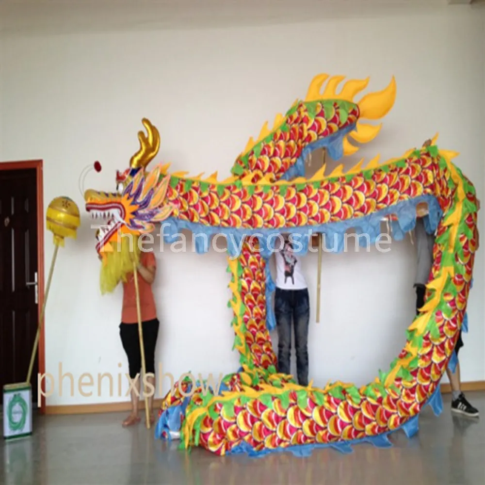 7m Tamaño 5 para 6 Estudiante Tela de seda China Día de Primavera Dragon Danza Original Fiesta Festival Festival Celebración Disfraz
