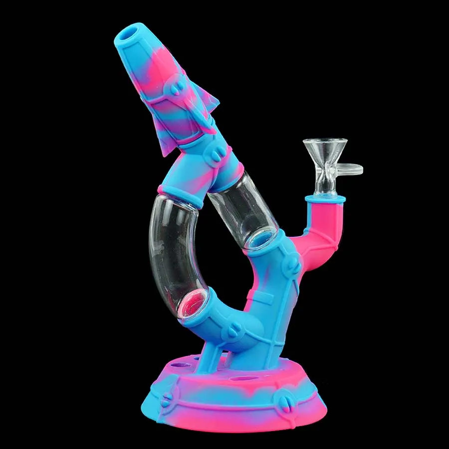 D Vattenrör Rökpipor Glas Bong Bongs DAB Rig Bubbler Olje Rigar Cigaretthållare Tabacco Värmebeständig