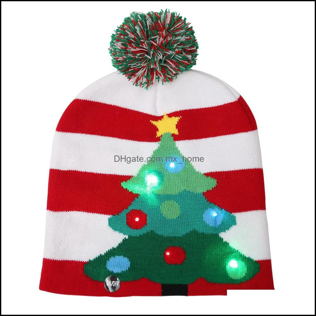 Christmas scarf+Hats set knitting Santa LED hat Warm winter adults children Xmas tree snowflake Muffler cap Z4545