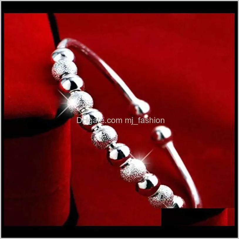 Jewelrysterling Sier Artikel Schmuck Petty Polierte Perlen Charm Armbänder Armreif Chinesischer Glückssegen Offenes Design PS2396 Drop Lieferung 2021 2