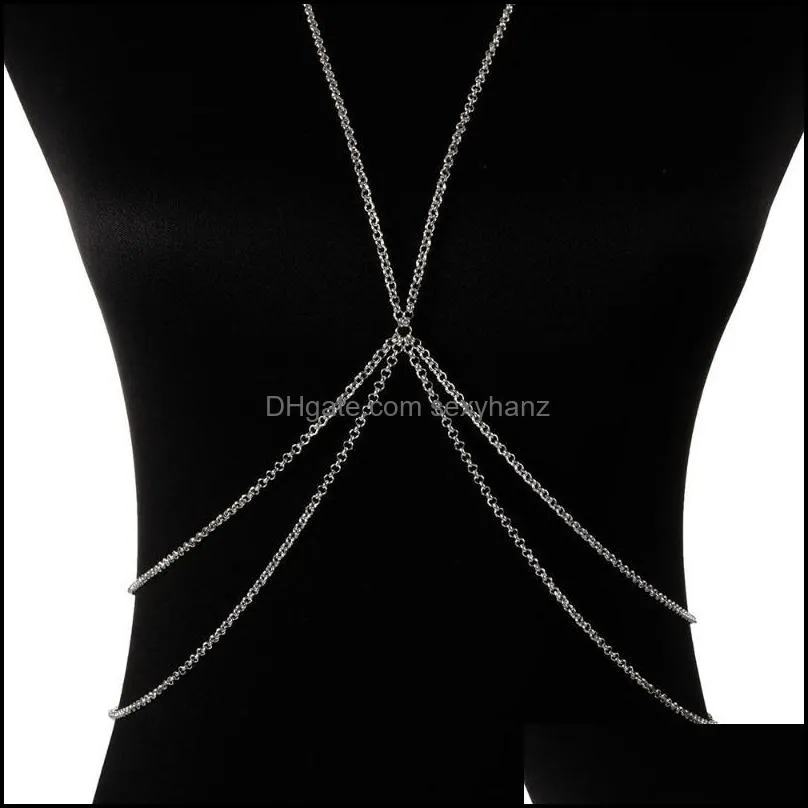 Other Est Fashion Gold/Silver Color Bikini Crossover Waist Belly Harness Body Chain Necklace Women Jewelry