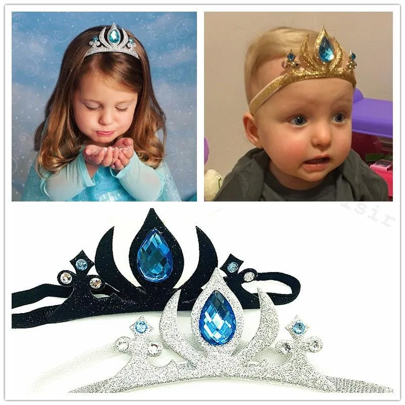 4 Stile Prinzessin Haarschmuck Krone Kaiserkronen zum Feiern für Babys Haarband Schwarz Blau Gold Silber