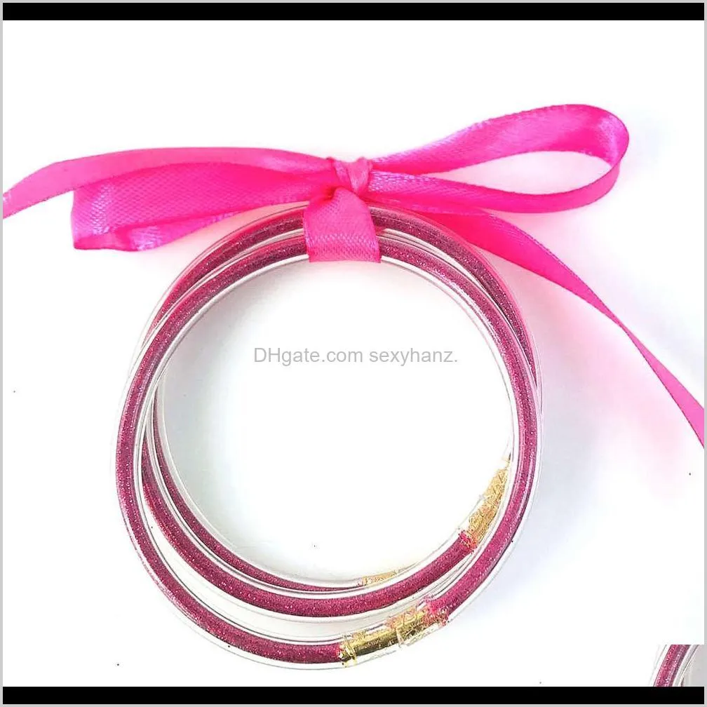 3-layer silica gel golden onion glittering powder ribbon mixed color suit women`s bow wanri bracelet