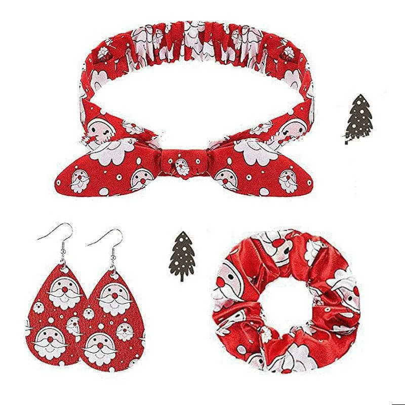 Party Supplies Christmas bunny ears hair band circle holiday style Hairs accessories gift set